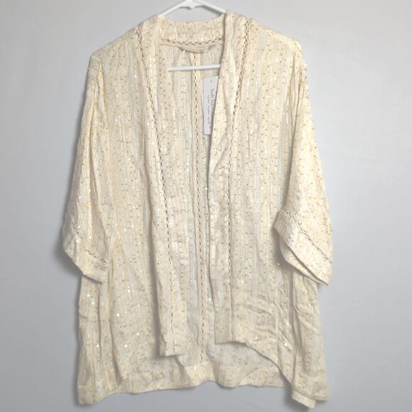 Soft Surroundings Cream Kimono Cardigan - Crochet Trim - Size SP - NWT - Picture 1 of 8